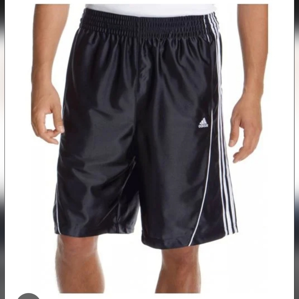 Adidas Men's Black Athletic Shorts with White Stripes